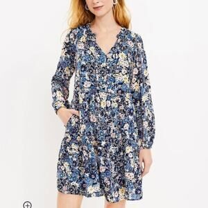 LOFT Multicolor Desert Floral Long Sleeve Dress